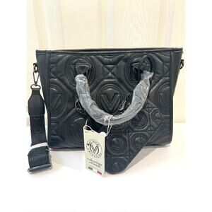 Valentino Orlandi Large Black Quilted Tote Bag NWT Style V-4001-G